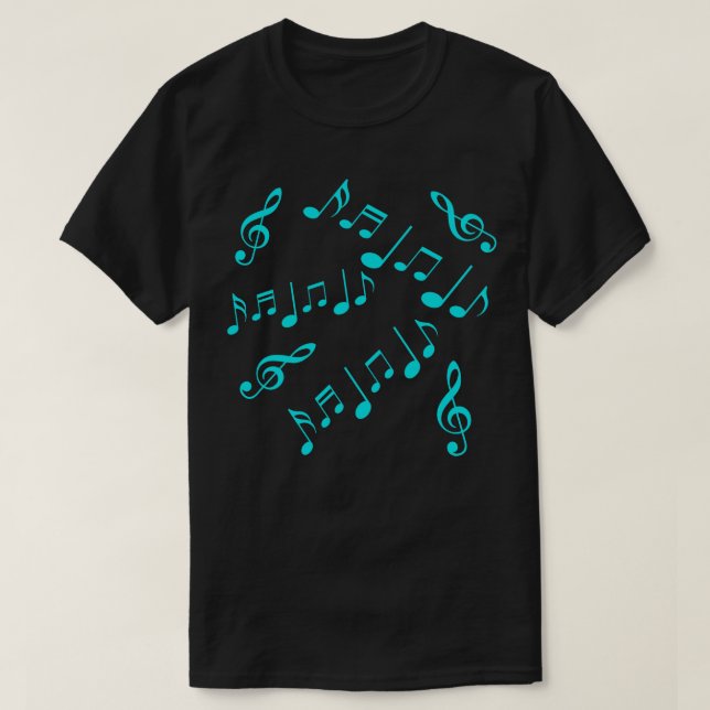 Blue Musical Notes T-Shirt (Design Front)