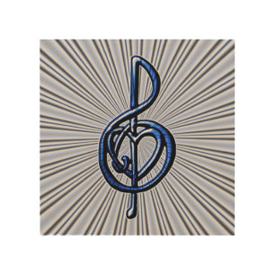 Blue Musical Treble Clef Heart Personalizable Art