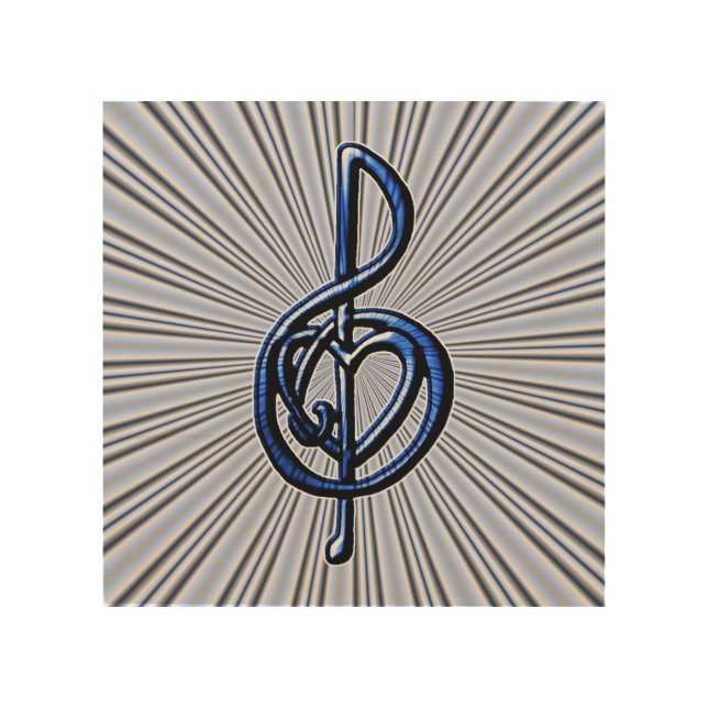 Blue Musical Treble Clef Heart Personalizable Art (Front)