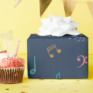 Blue musical wrapping paper
