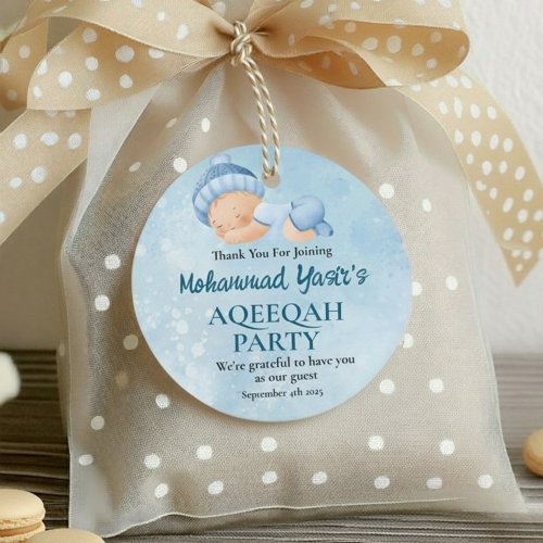 Blue Muslim Newborn Baby Boy Aqeeqah Favor Tags