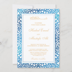 blue muslim wedding invitation