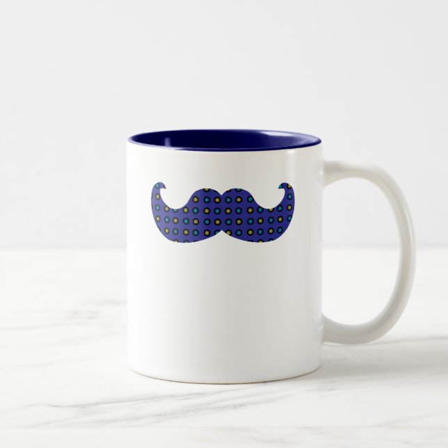 Blue Mustache Two-Tone Coffee Mug (Right)
