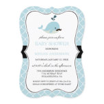 Blue Mustache Whale Cute Boy Baby Shower Invitation Blue Mustache Whale Cute Boy Baby Shower Invitation