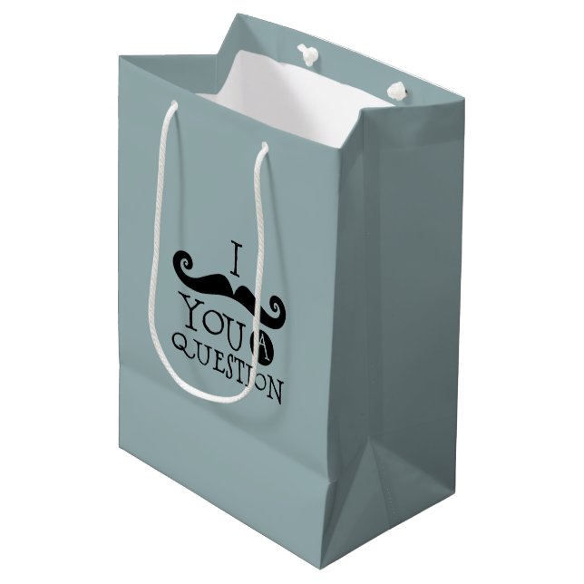 Blue Mustache You A Question Humor Father's Day Medium Gift Bag (Front Angled)