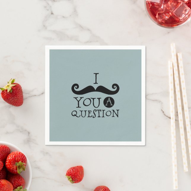 Blue Mustache You A Question Humor Father's Day Napkins (Insitu)