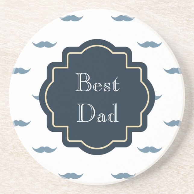 Blue Mustaches Sandstone Coaster (Front)