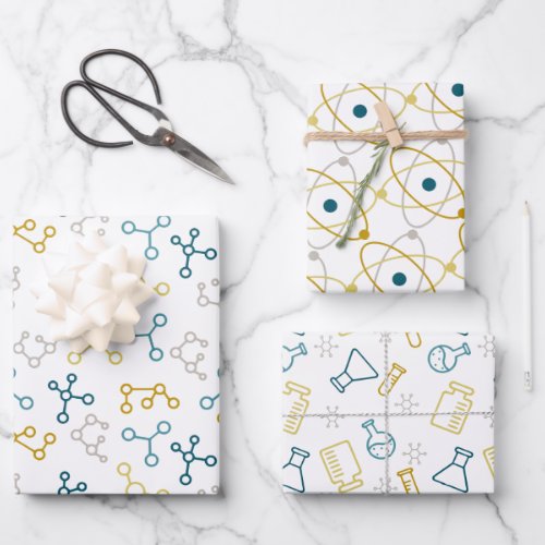 Blue Mustard Science Atoms Molecules Laboratory Wrapping Paper Sheets