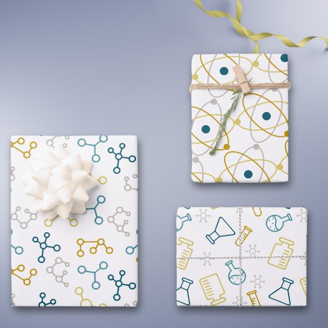 Blue Mustard Science Atoms Molecules Laboratory Wrapping Paper Sheets (Creator Uploaded)