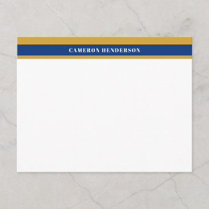 Blue Mustard Yellow Stripes Add Your Name Note Card