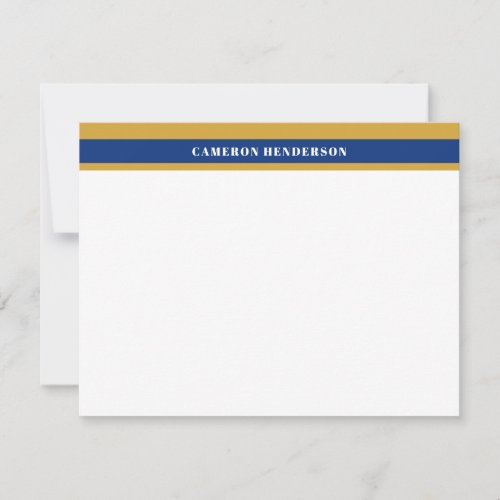 Blue Mustard Yellow Stripes Add Your Name Note Card