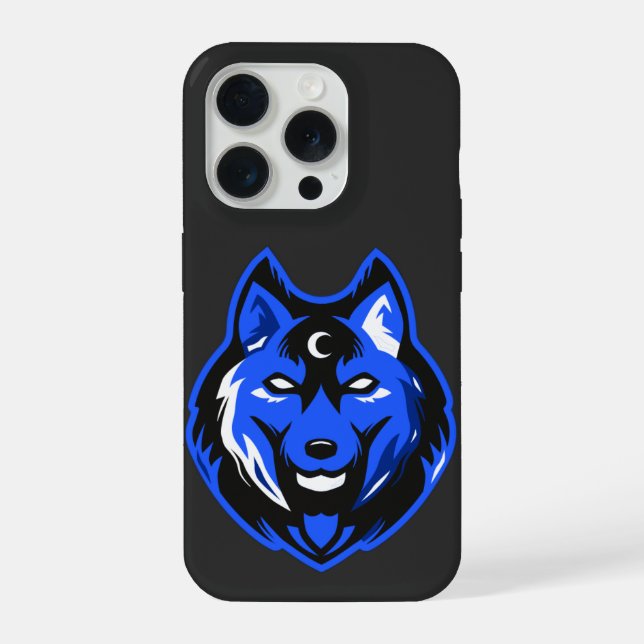 Blue Mystic Wolf iPhone 15 Case (Back)