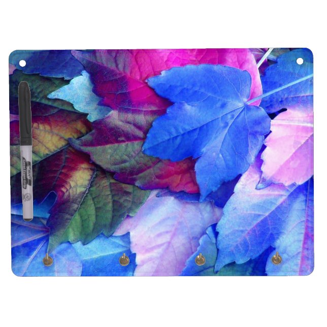 Blue N Pink Leaves Dry Erase Board (Front)