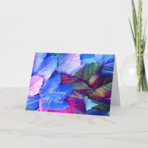 Blue N Pink Leaves _ Thinking Of You Card