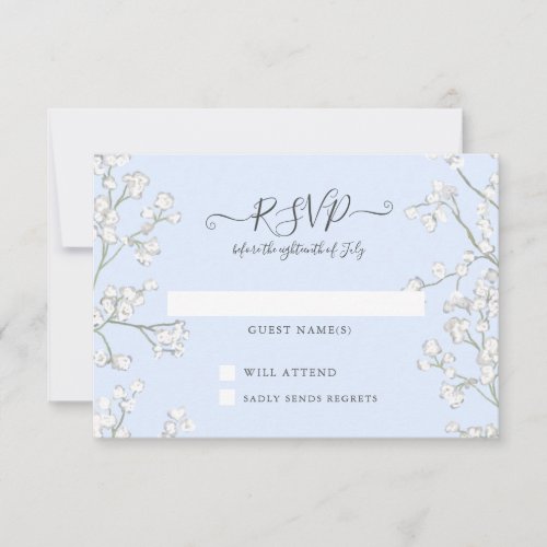 Blue n White Floral Babys Breath Baby Shower RSVP