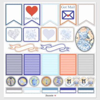 Blue n White Floral Beauty 05 Sticker