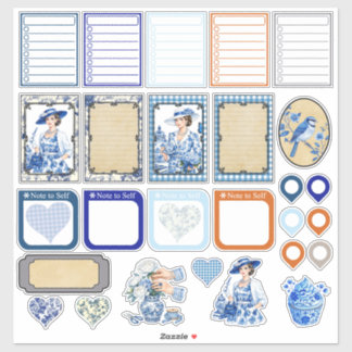 Blue n White Floral Beauty Sticker