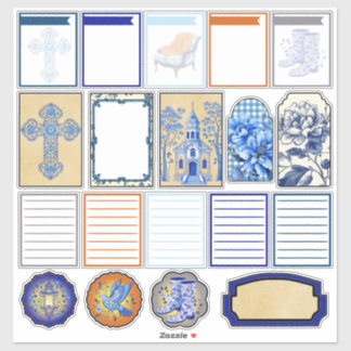 Blue n White Floral Beauty Sticker