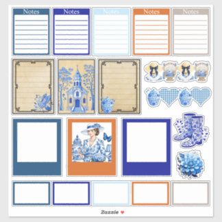 Blue n White Floral Beauty Sticker
