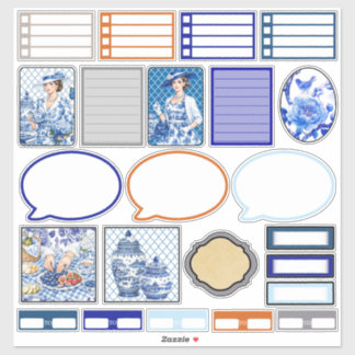 Blue n White Floral Beauty Sticker