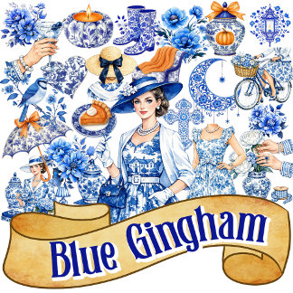 Blue n White Floral Beauty Sticker