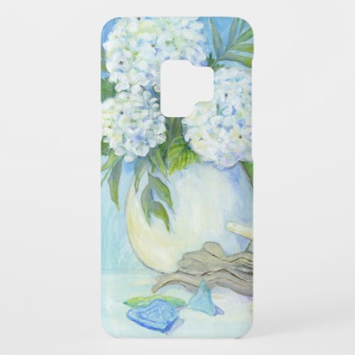 Blue n White Hydrangea Floral Sea Glass Driftwood Case_Mate Samsung Galaxy S9 Case