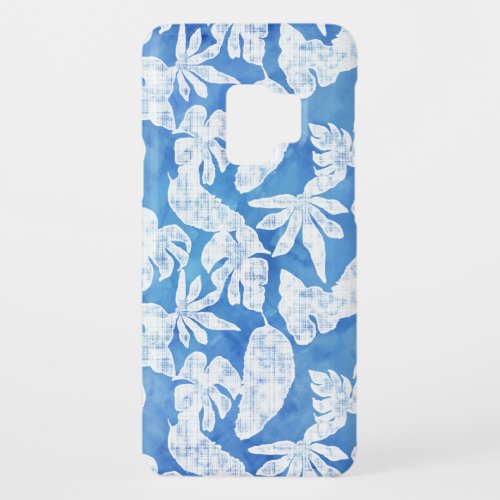 Blue n White Tropical Leaf Modern Watercolor Case_Mate Samsung Galaxy S9 Case