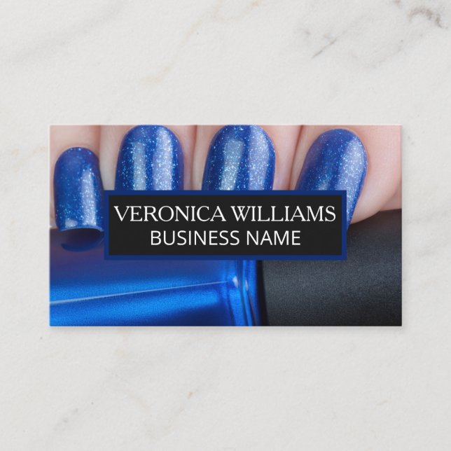 Blue Nails and Polish Business Card (Front)