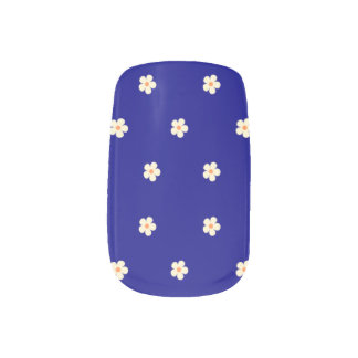 Blue Nails with Flowers Minx Nail Art