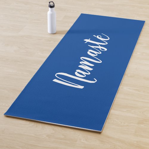 Blue Namast yoga mat for aerobics and stretching