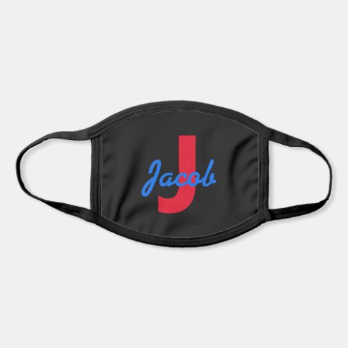 Blue Name and Red Monogram Face Mask
