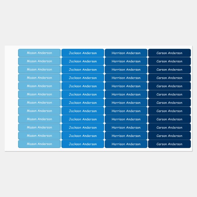 Blue Name labels for boys water proof  (Sheet)
