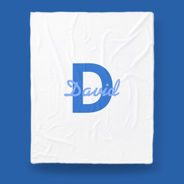 Blue Name & Monogram Fleece Blanket (Creator Uploaded)