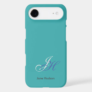 Blue Name Monogram Initials Simple Plain iPhone 17 Air Case