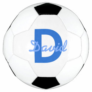 Blue Name & Monogram Soccer Ball