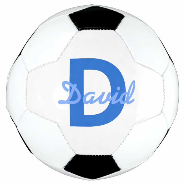 Blue Name & Monogram Soccer Ball (Front)