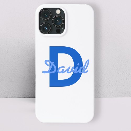 Blue Name  Monogram Sticker Ceramic Ornament iPhone 13 Pro Max Case