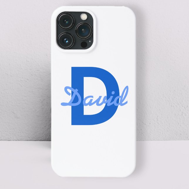 Blue Name & Monogram Sticker Ceramic Ornament Case-Mate iPhone Case (Creator Uploaded)