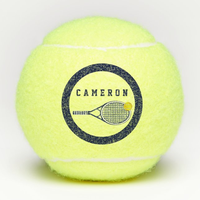 Blue Name Tennis Racquet | Balls Monogram (Front)