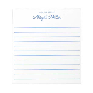 Blue Named Notes Lined Personalized Notepad