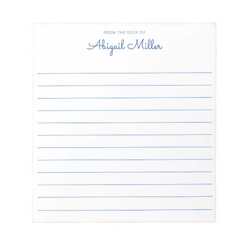 Blue Named Notes Lined Personalized  Notepad