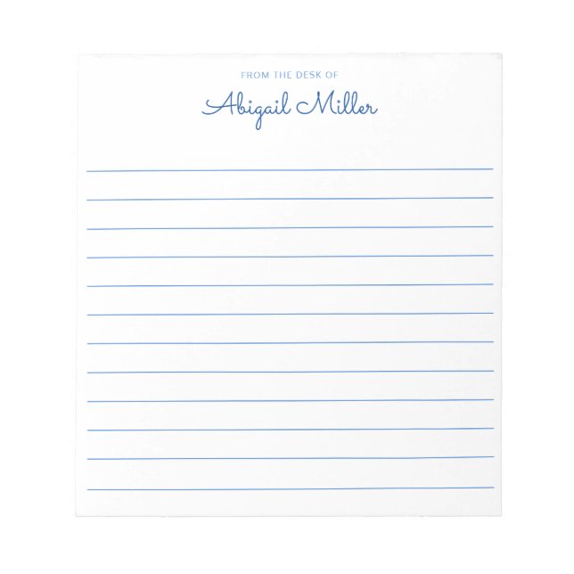 Blue Named Notes Lined Personalized  Notepad (Front)