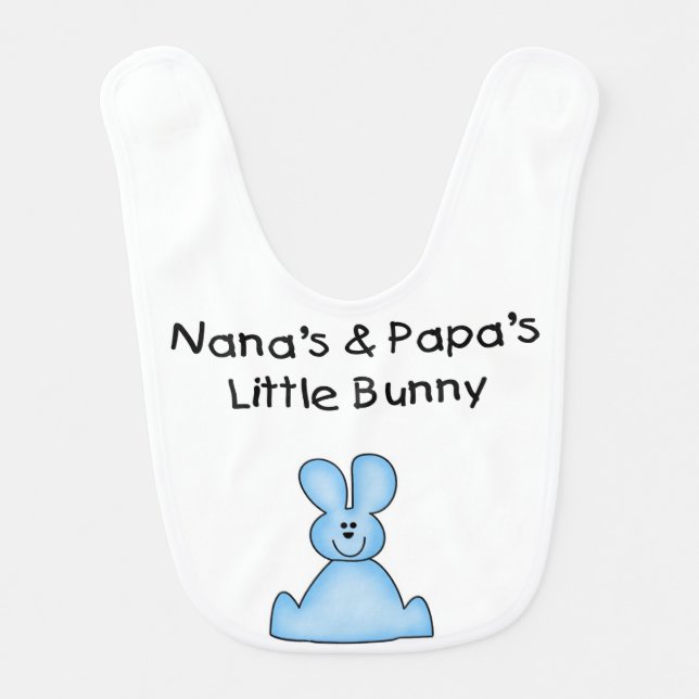 Blue Nana's and Papa's Little Bunny Bib (Front)