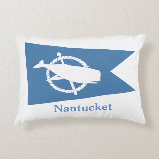 Blue Nantucket Whale flag pillow (Front)