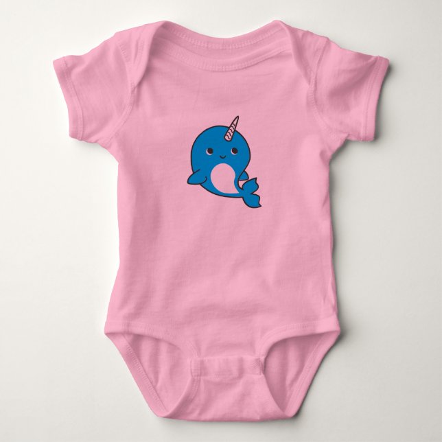 Blue Narwhal Baby Girl Tutu Bodysuit (Front)