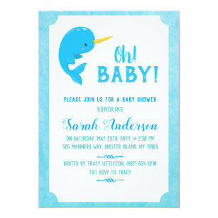 narwhal baby shower invitations