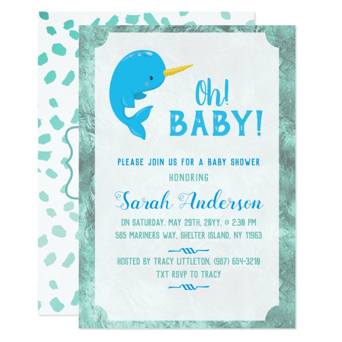 narwhal baby shower invitations