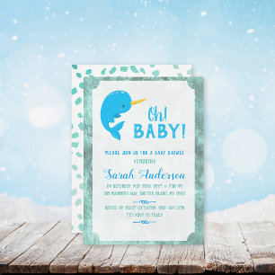 Blue Narwhal Baby Shower Invitation