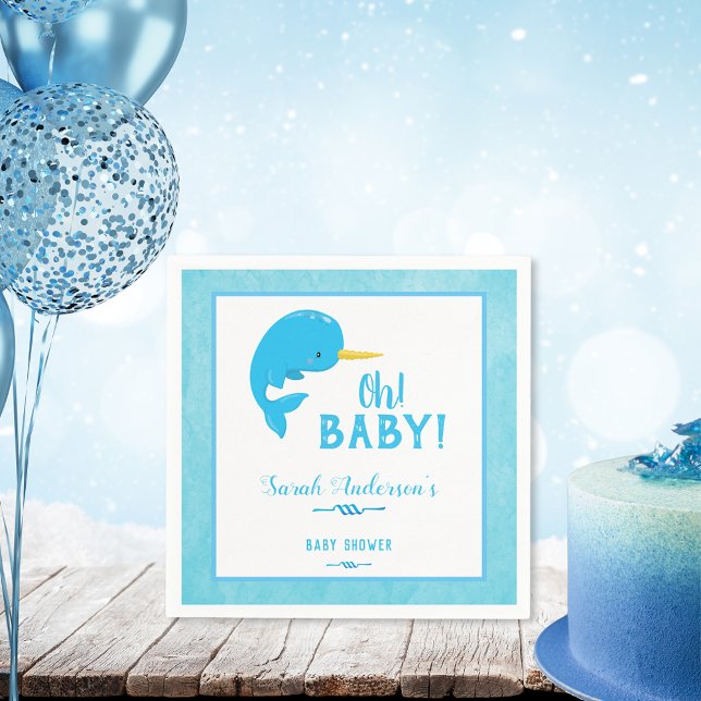 Blue Narwhal Baby Shower Napkins (Creator Uploaded)