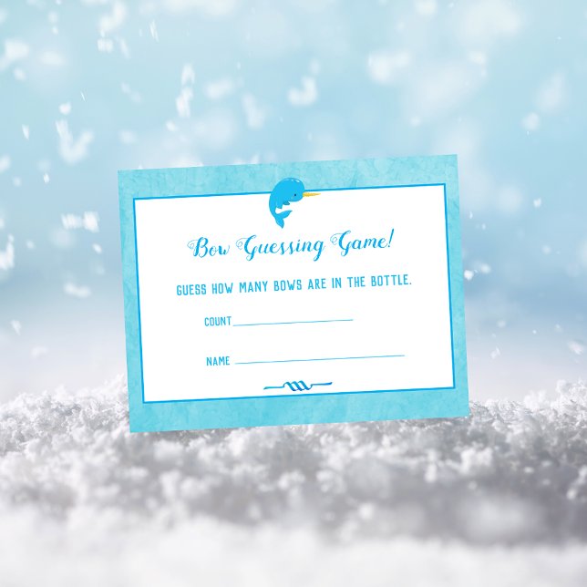 Blue Narwhal Guessing Count Baby Shower Game Invitation (Creator Uploaded)